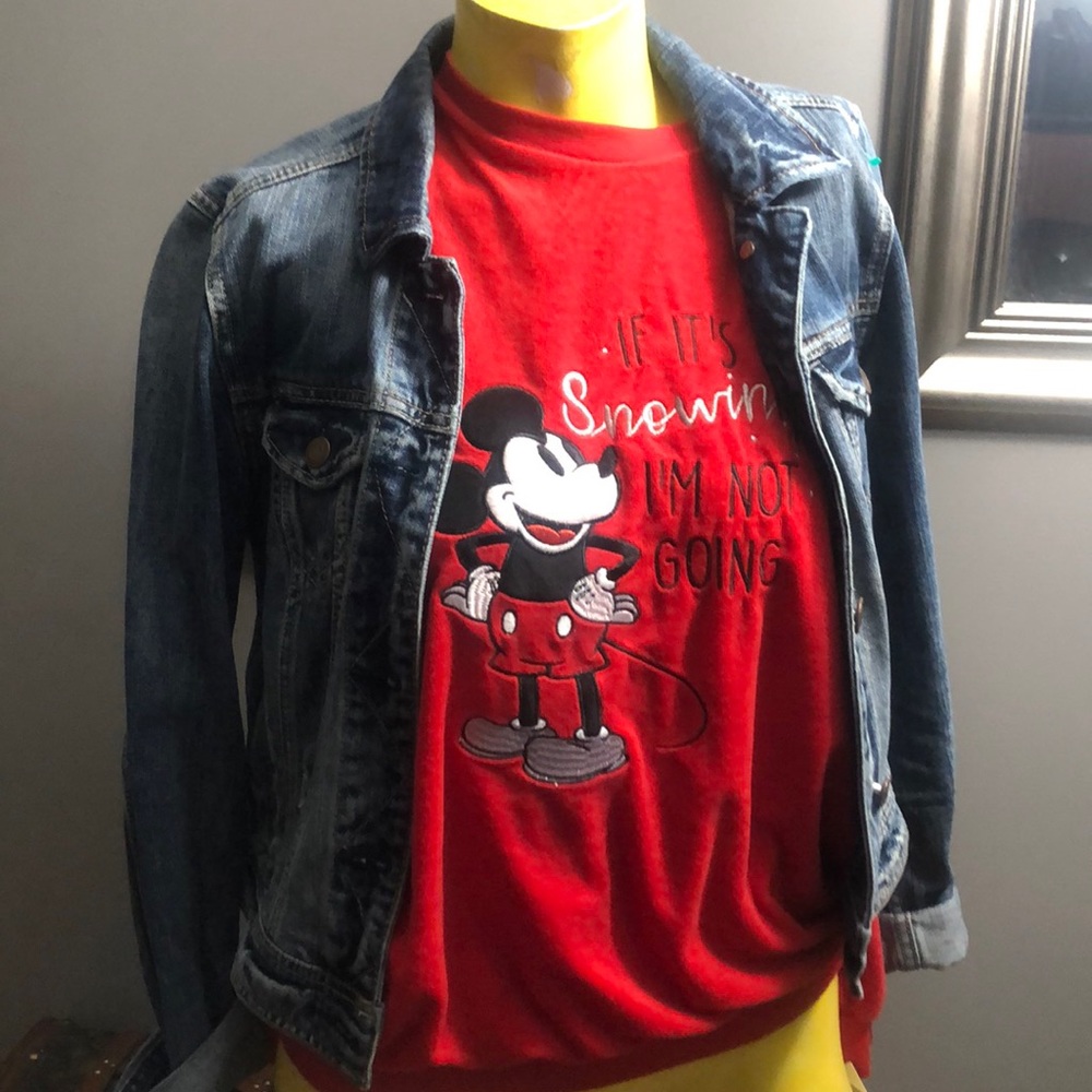 MICKEY MOUSE RED VELOR SWEATSHIRT - Picture 1 of 4